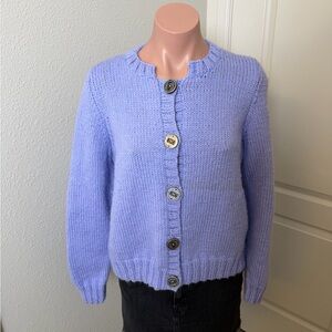 Knit Lavender Button-Up Women's Sweater Cardigan Sz S